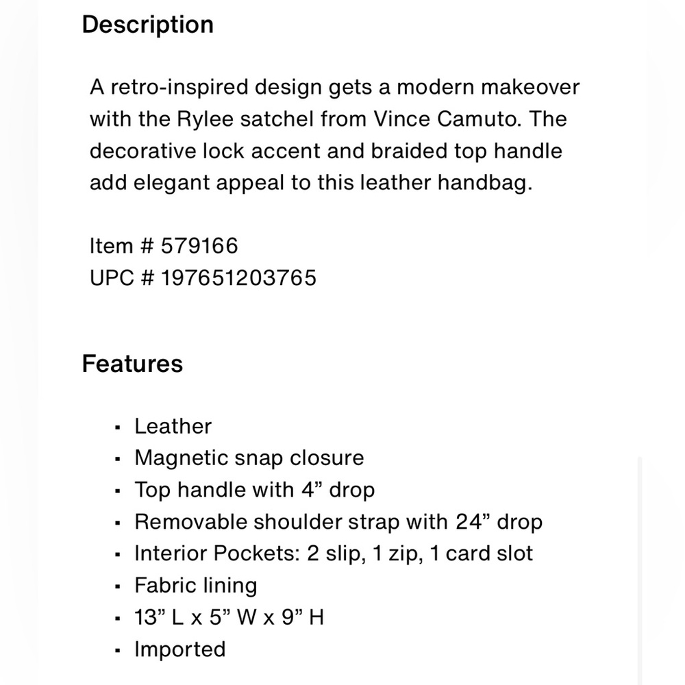 Vince Camuto Rylee Leather Satchel - Picture 15 of 15